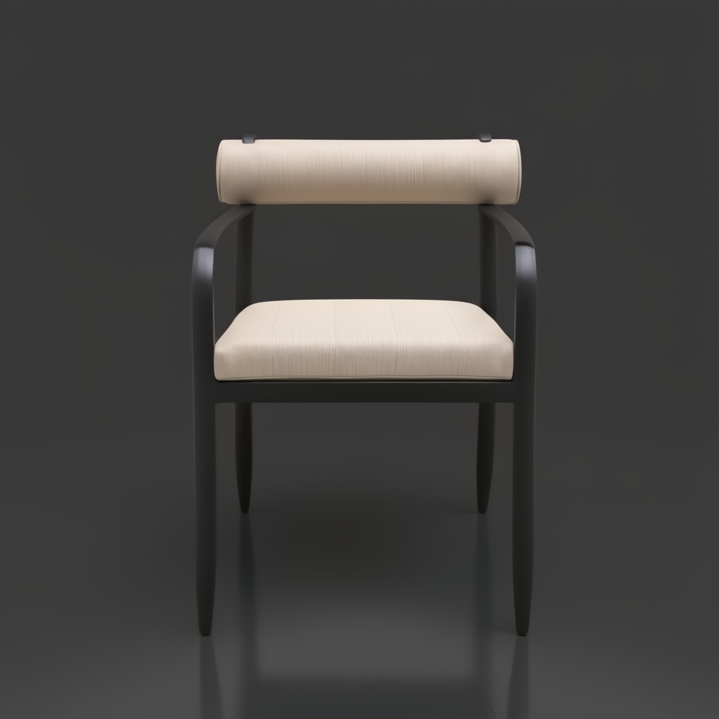 Surya Antibes dining chair with black aluminum frame and light beige Sunbrella acrylic upholstery.