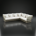 Surya Winder Sectional Left Arm outdoor sofa with cream Sunbrella upholstery and aluminum frame.