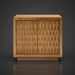 Surya Lulea Cabinet: Beige natural ash wood veneer cabinet with textured 3D patterned doors.