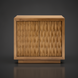 Surya Lulea Cabinet: Beige natural ash wood veneer cabinet with textured 3D patterned doors.