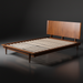Grande King/CA King wood bed with a minimalist modern design and brown poplar finish.