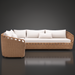 Marvella Sectional Right Arm sofa with light brown wicker frame and white cushions.