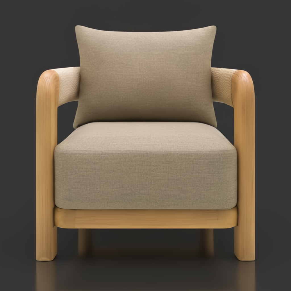Surya Palma outdoor accent chair with beige Sunbrella cushions, teak wood frame, and PE rope arm detail.