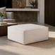 Surya Alepa ALPA-001 upholstered rectangular ottoman in a neutral fabric, ideal for seating or footrest.