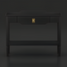 Black Surya Doheny console table with a soft-close drawer, brass pull, gallery top, and shallow tray shelf.