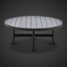 Surya Fairborn 42" round black hand-painted aluminum outdoor coffee table with slatted top.