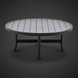 Surya Fairborn 42" round black hand-painted aluminum outdoor coffee table with slatted top.