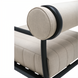 Surya Antibes outdoor accent chair with beige Sunbrella fabric, quick-dry foam, and black aluminum frame.