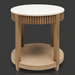 Surya Rosemary 22"H end table with white marble top, fluted mango wood apron, and natural wood base.