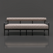Surya Antibes outdoor sofa with brown and beige striped Sunbrella fabric, black aluminum frame.
