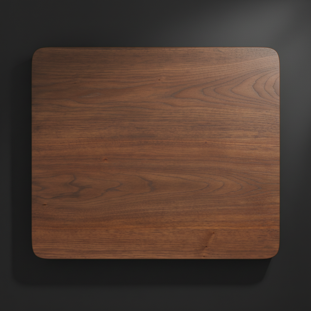 Surya Anello End Table top, brown oak veneer with natural wood grain and rounded corners.