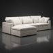 Surya Avington Ottoman in charcoal linen-polyester, paired with a matching sectional, on a dark reflective surface.