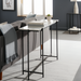 Surya Anaya console table with white natural marble top and black powder-coated iron base.