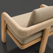 Surya Palma Bench with beige Sunbrella cushion, brushed teak wood base, and PE rope-wrapped arms.