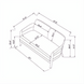 Line drawing of the Surya Daniella Loveseat, showing its dimensions and two-seat profile.