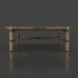 Surya Porta outdoor coffee table with charcoal matte stone top, brown aluminum base, and PE rope detail.