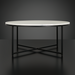 Surya Anastasia round coffee table with white natural marble top and black matte iron base.