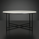 Surya Anastasia round coffee table with white natural marble top and black matte iron base.