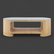 Surya Poros PORS-006 coffee table with a light marble top and natural light wood base.