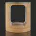 Surya Poros end table with green cork veneer top and brown oak base, 22"H.