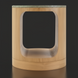 Surya Poros end table with green cork veneer top and brown oak base, 22"H.