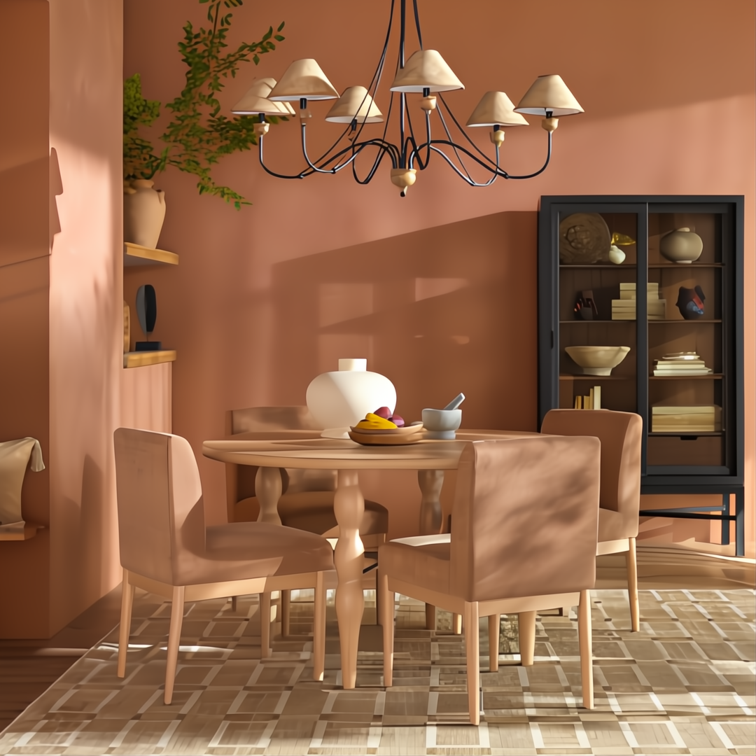 Tall black and brown Marin bookcase with glass doors, adjustable shelves, and soft-close drawers in a dining room.