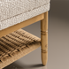Surya Landi Bench: light beige upholstered top, natural rubber wood frame, and woven brown rope shelf.