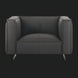 Surya Dylan Accent Chair: minimalist charcoal leather chair with a wide profile and black iron base.
