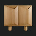 Surya Scalene cabinet, 32"H x 35"W, clear eucalyptus veneer, minimalist modern design with geometric doors.
