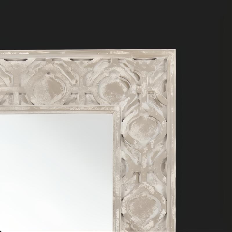 Surya MRR-1011 full-length mirror with a grey, distressed manufactured wood frame and beveled glass.