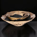 Modern sculptural aluminum decorative accent, gold and black finish, with a smaller bowl nested in a larger one.