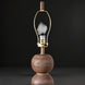Surya Algarve AGV-002 floor lamp with a brown and gold body, painted black iron base, and white linen shade.