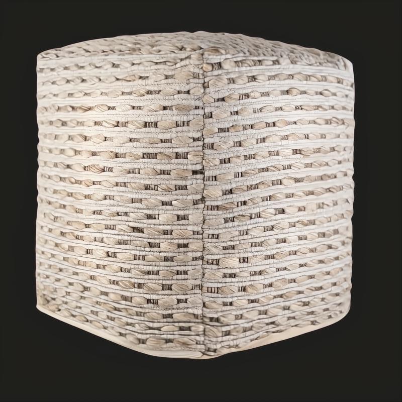 Surya Lanier NIPF-003 woven wool cube pouf in natural beige with stitched construction.