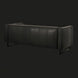 Surya Dylan sofa, charcoal top-grain leather with vertical stitching and a black painted iron base.