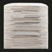 Cream hair-on-hide Surya Zander pouf with a modern square silhouette and textured striped pattern.