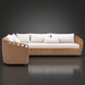 Marvella Left Arm Sectional with light brown woven base and white cushions.
