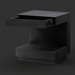 Surya Coburn black mango wood end table with a minimalist modern design and open drawer.