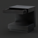 Surya Coburn black mango wood end table with a minimalist modern design and open drawer.