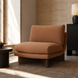 Surya Rosalia accent chair in burnt orange polyester with a modern, low-profile design.