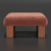 Surya Mirava Ottoman, a large 36" wide, upholstered terracotta polyester ottoman with two wooden block legs.