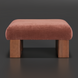 Surya Mirava Ottoman, a large 36" wide, upholstered terracotta polyester ottoman with two wooden block legs.