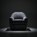 Surya Perch Accent Chair, a minimalist modern medium gray polyester chair with a brown rubber wood base.