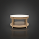 Surya Rosemary 32" round coffee table with white marble top and natural mango wood base.
