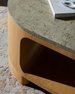 Surya Poros PORS-001 coffee table with green cork veneer top and natural oak base.