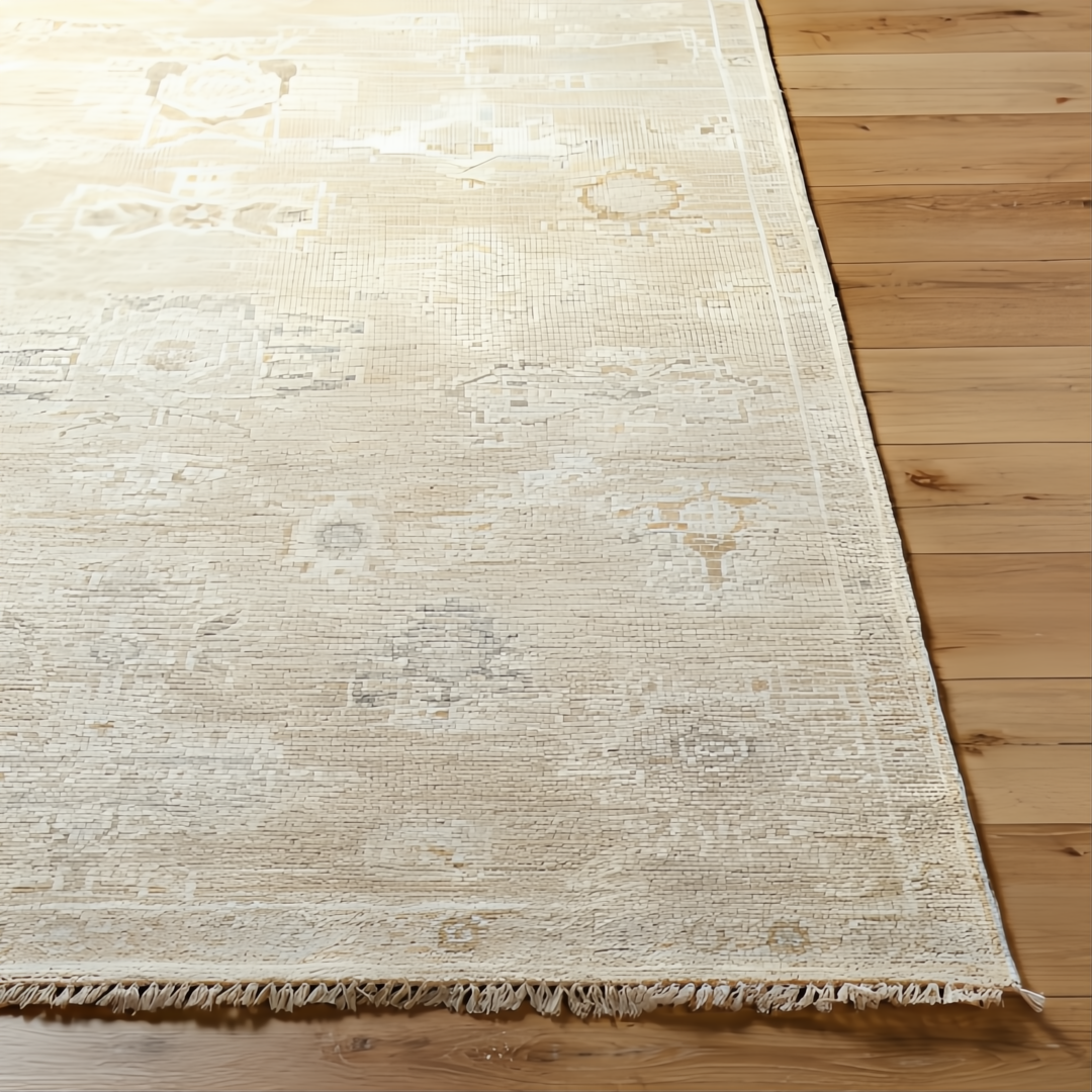 Surya Antalya AAT-2305 hand-knotted 100% wool area rug with subtle traditional pattern in neutral tones.