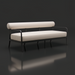 Surya Antibes outdoor sofa with cream Sunbrella upholstery and sleek black aluminum frame.