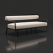Surya Antibes outdoor sofa with cream Sunbrella upholstery and sleek black aluminum frame.