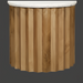 Surya Piestra end table with white marble top and brown zigzag fluted mango wood base.