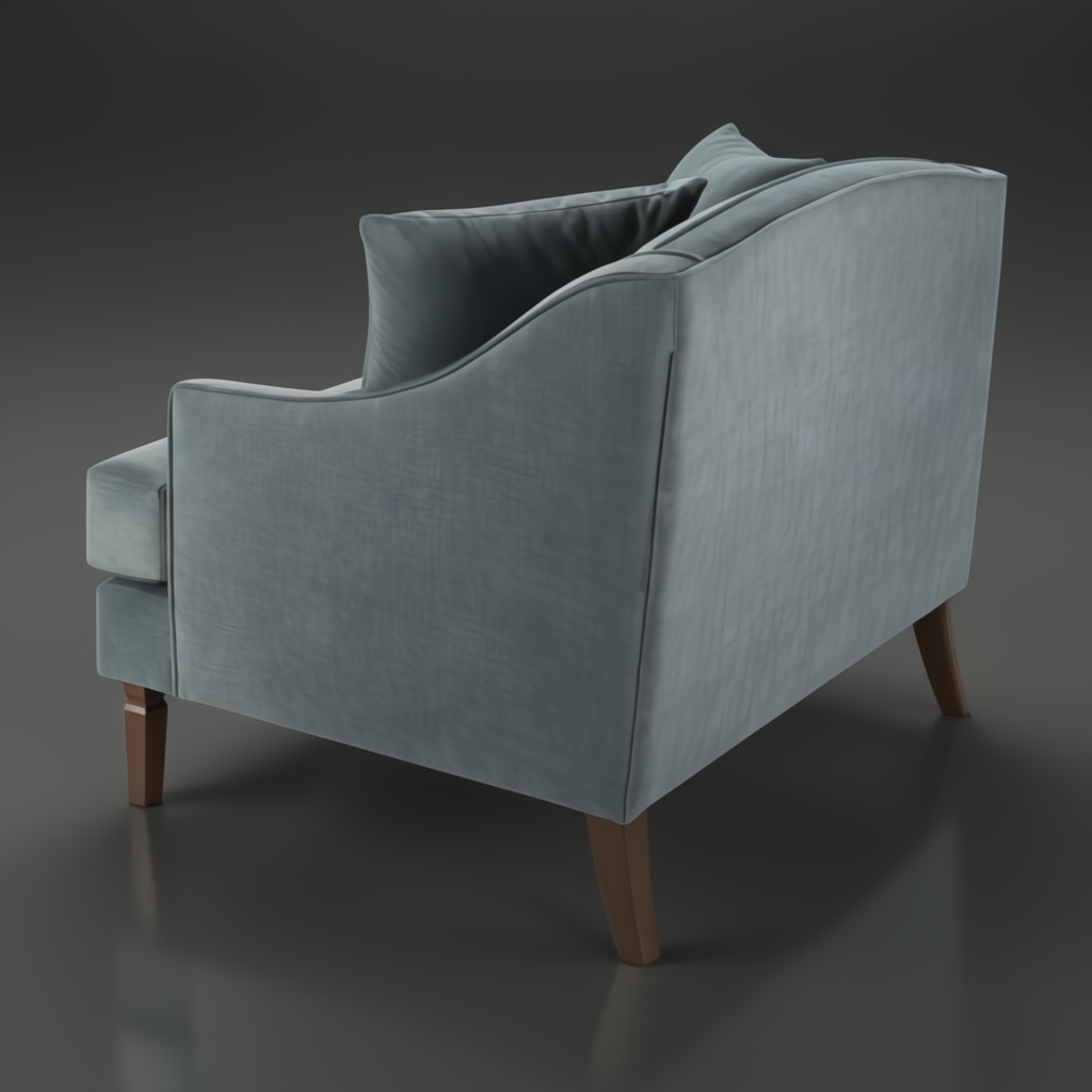 Surya Maywood accent chair with teal polyester upholstery and dark brown rubber wood legs.