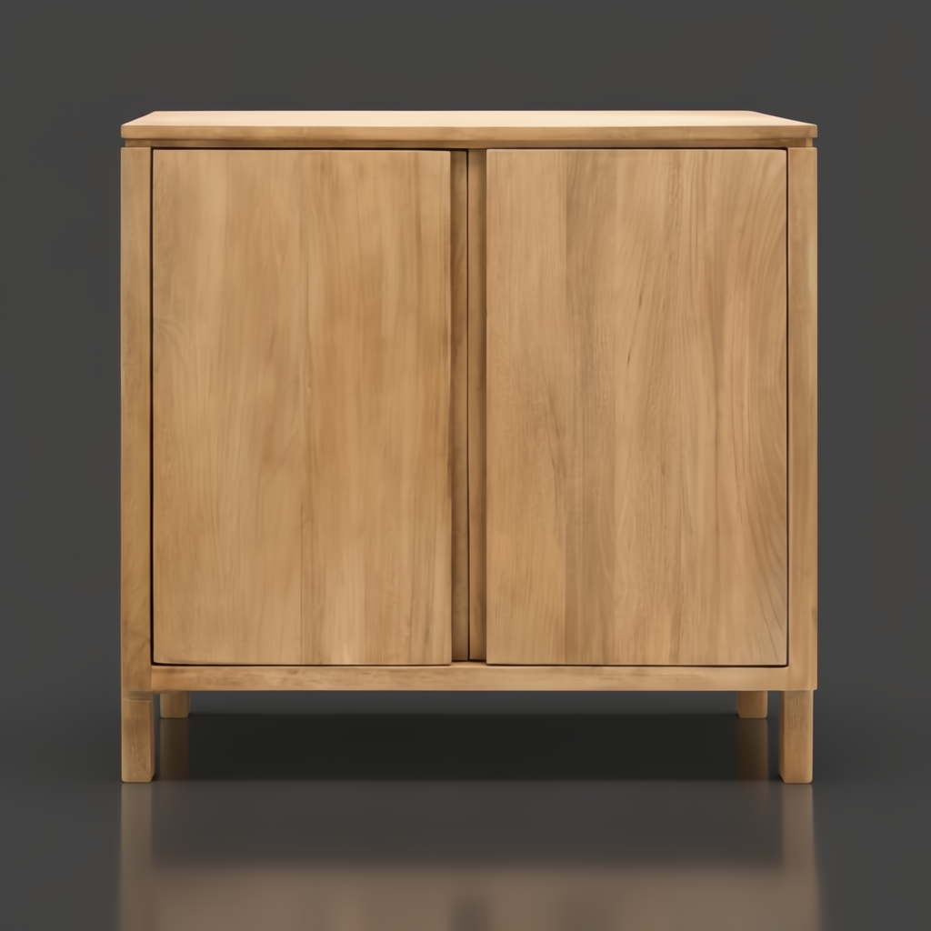 Surya Silas Cabinet: Scandinavian modern brown stained mango wood storage cabinet.